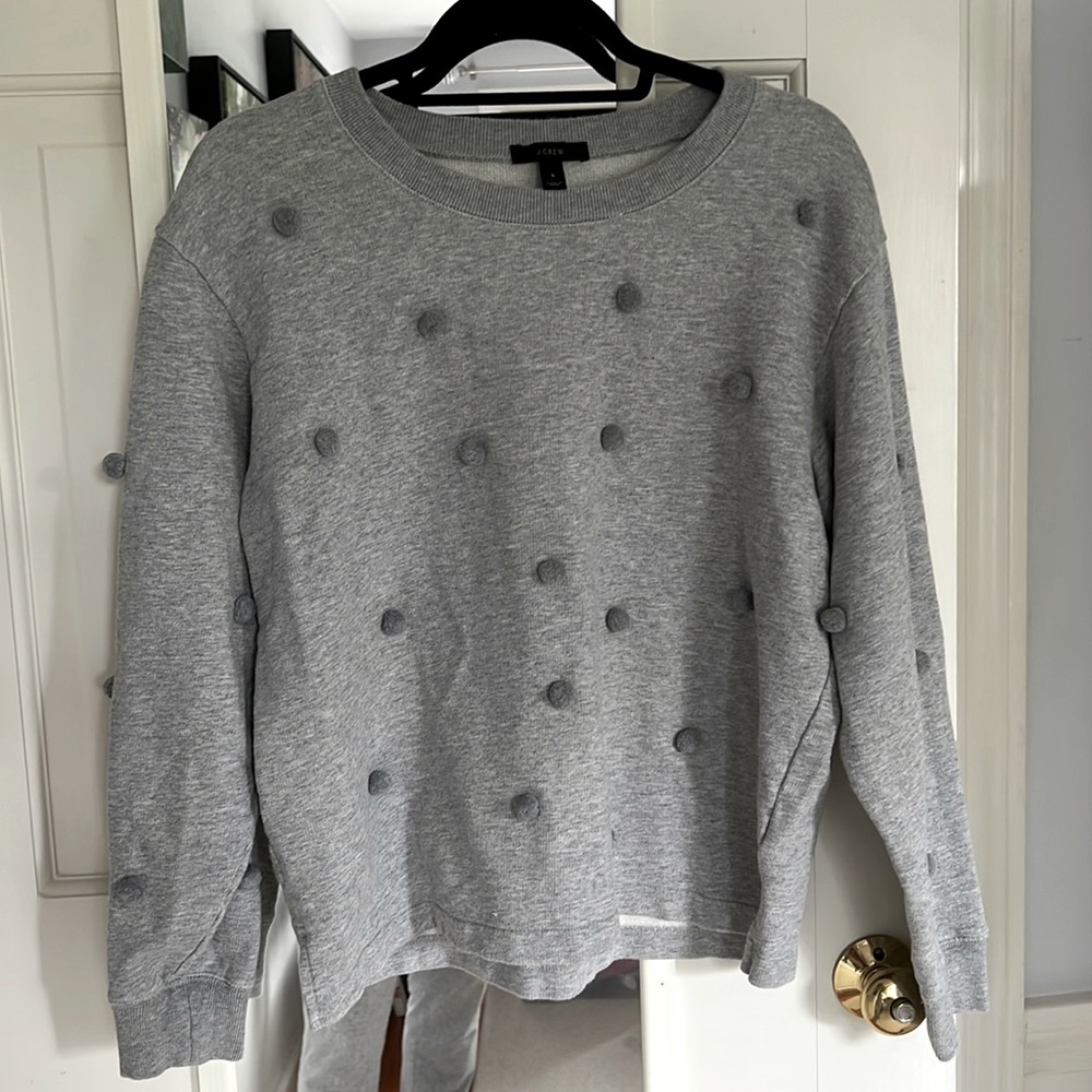 J. Crew grey pom pom sweatshirt